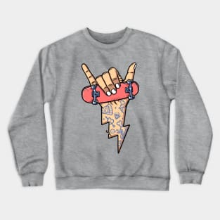 skateboarding shaka hand with lightning shape Crewneck Sweatshirt